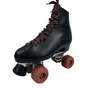 Vintage Sure Grip Super X 5R Roller Skates Black Leather Size 7 Wheels